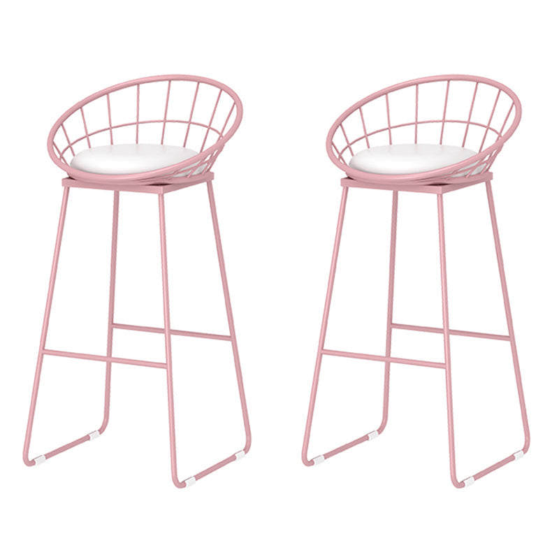 1/2/3/4/5 Pieces Modern Bar Set Matte Finish Iron Bar Stool and Table Set Light-Pink 30"H Stools (Set of 2) Clearhalo 'Bar Furniture' 'furn' 'furn_home_bar_bar_sets' 'Furniture' 'Home Bars & Bar Sets' 'home_bar_bar_sets' 'Kitchen & Dining Furniture' 5491072