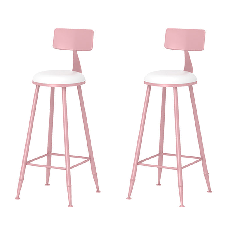 1/2/3/4/5 Pieces Modern Bar Set Matte Finish Iron Bar Stool and Table Set Pink 30"H Stools (Set of 2) Clearhalo 'Bar Furniture' 'furn' 'furn_home_bar_bar_sets' 'Furniture' 'Home Bars & Bar Sets' 'home_bar_bar_sets' 'Kitchen & Dining Furniture' 5491074