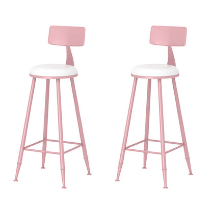 1/2/3/4/5 Pieces Modern Bar Set Matte Finish Iron Bar Stool and Table Set Pink 30"H Stools (Set of 2) Clearhalo 'Bar Furniture' 'furn' 'furn_home_bar_bar_sets' 'Furniture' 'Home Bars & Bar Sets' 'home_bar_bar_sets' 'Kitchen & Dining Furniture' 5491074