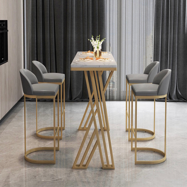 Glam rechthoekige stenen balktafel Zet 1/5 stukken tegen tafel met hoge ontlasting