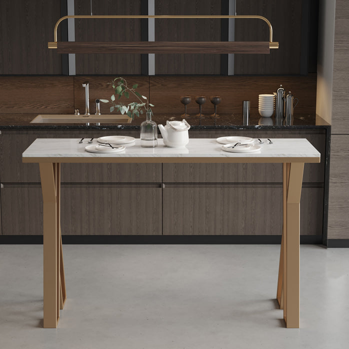 Glam rechthoekige stenen balktafel Zet 1/5 stukken tegen tafel met hoge ontlasting