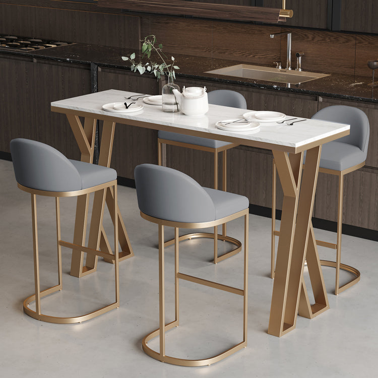 Glam rechthoekige stenen balktafel Zet 1/5 stukken tegen tafel met hoge ontlasting