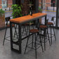 Industrial Rectangle Pine Wood Bar Table Set 1/7 Pieces Counter Table with High Stools