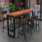 Industrial Rectangle Pine Wood Bar Table Set 1/7 Pieces Counter Table with High Stools