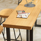 Modern 1/7 Pieces Bar Table Set Rectangle Pine Wood Counter Table with High Stools