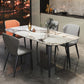 Modern Style Set 1/4/5/7 Pcs with Rectangle Dining Table and Wingback Chairs 5 Pieces: Table, 3 Grey +1 Orange Chairs Clearhalo 'Dining Room Sets' 'Dining Tables & Seating' 'dining_room_set' 'furn' 'furn_dining_room_set' 'Furniture' 'Kitchen & Dining Furniture' 5491327