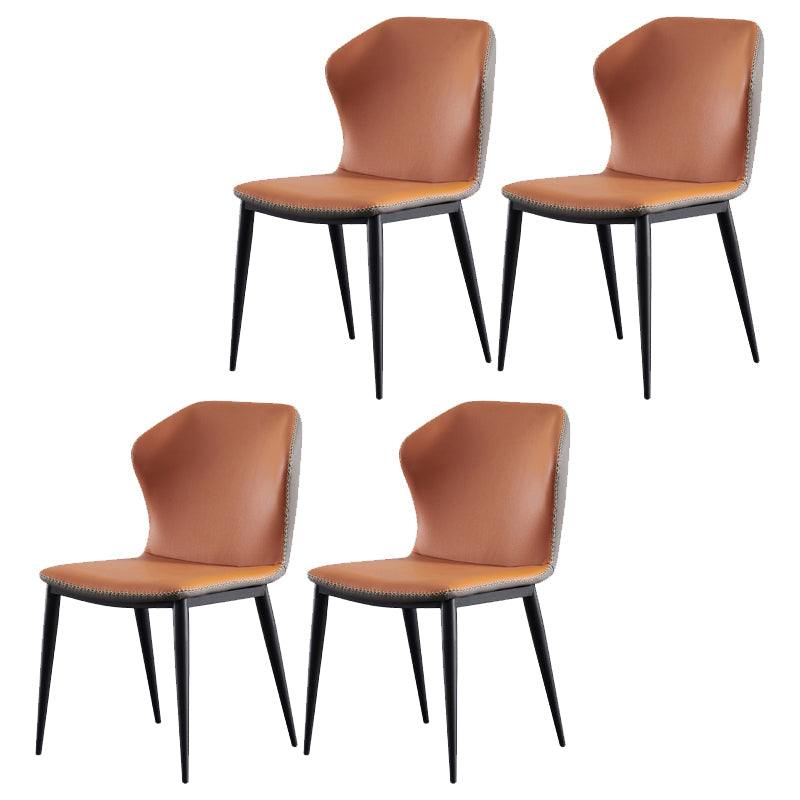 Modern Style Set 1/4/5/7 Pcs with Rectangle Dining Table and Wingback Chairs 4 Orange Chairs Clearhalo 'Dining Room Sets' 'Dining Tables & Seating' 'dining_room_set' 'furn' 'furn_dining_room_set' 'Furniture' 'Kitchen & Dining Furniture' 5491328