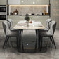 Modern Style Set 1/4/5/7 Pcs with Rectangle Dining Table and Wingback Chairs 5 Pieces: Table, 4 Grey Chairs Clearhalo 'Dining Room Sets' 'Dining Tables & Seating' 'dining_room_set' 'furn' 'furn_dining_room_set' 'Furniture' 'Kitchen & Dining Furniture' 5491330