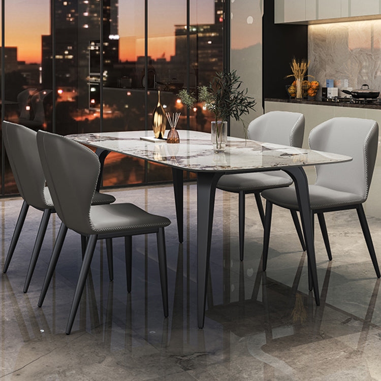 Modern Style Set 1/4/5/7 Pcs with Rectangle Dining Table and Wingback Chairs Clearhalo 'Dining Room Sets' 'Dining Tables & Seating' 'dining_room_set' 'furn' 'furn_dining_room_set' 'Furniture' 'Kitchen & Dining Furniture' 5491332