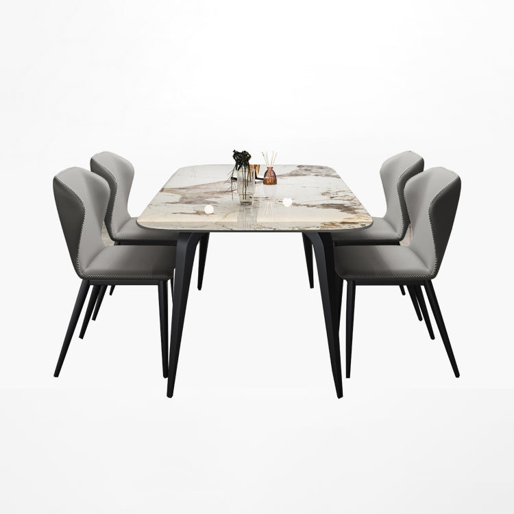 Modern Style Set 1/4/5/7 Pcs with Rectangle Dining Table and Wingback Chairs Clearhalo 'Dining Room Sets' 'Dining Tables & Seating' 'dining_room_set' 'furn' 'furn_dining_room_set' 'Furniture' 'Kitchen & Dining Furniture' 5491338