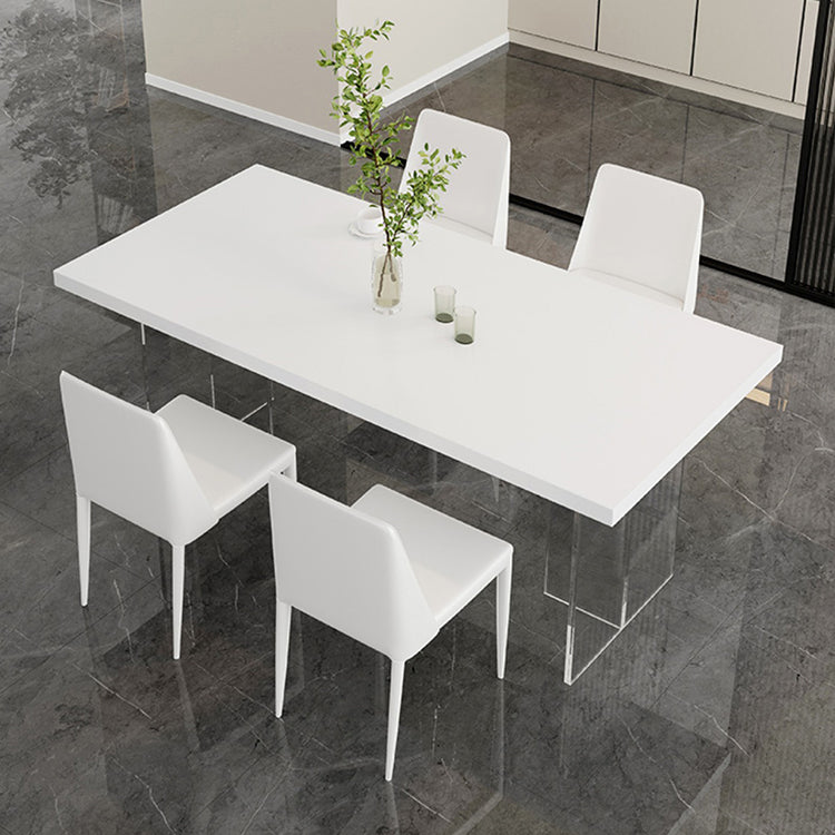 White Dining Table Set 1/3/4/5 Pcs Modern Dining Table with Chairs 5 Pieces: Table, 4 Chairs Clearhalo 'Dining Room Sets' 'Dining Tables & Seating' 'dining_room_set' 'furn' 'furn_dining_room_set' 'Furniture' 'Kitchen & Dining Furniture' 5491344
