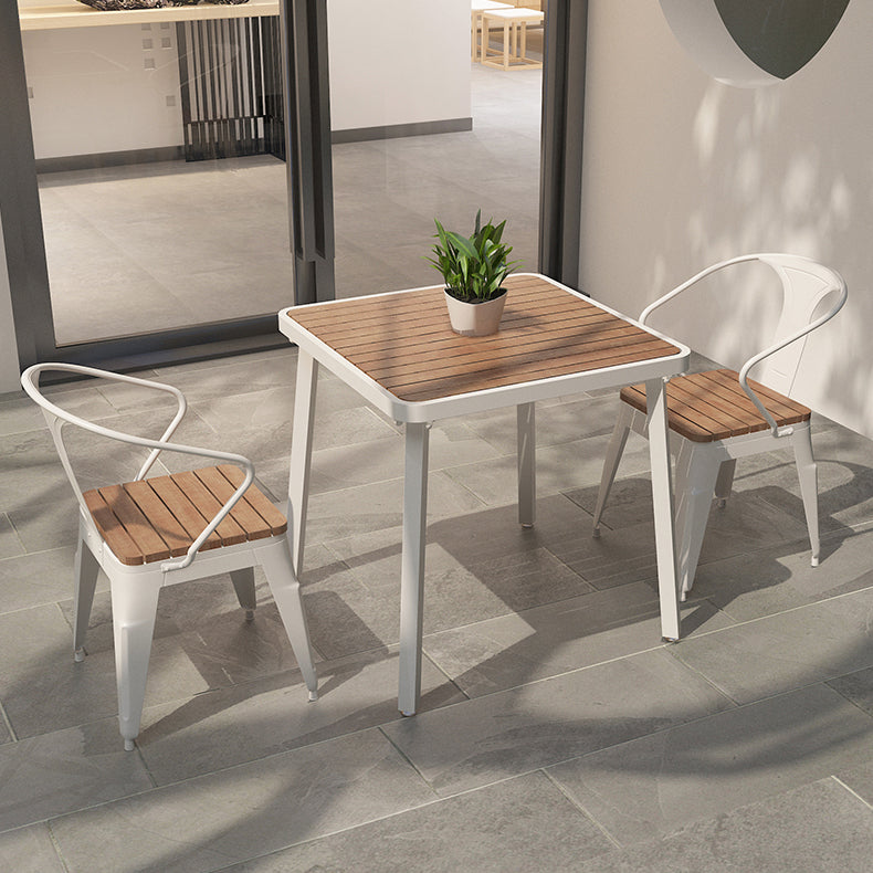 Modern 1/2/3/4/5 Pieces Dining Set Wood Dining Table for Courtyard Balcony 3 Pieces: White Table, 2 White Chairs Clearhalo 'Dining Room Sets' 'Dining Tables & Seating' 'dining_room_set' 'furn' 'furn_dining_room_set' 'Furniture' 'Kitchen & Dining Furniture' 5491362