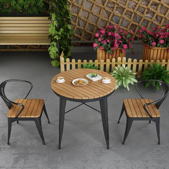 Modern 1/2/3/4/5 Pieces Dining Set Wood Dining Table for Courtyard Balcony 3 Pieces: Brown Table, 2 Chairs Clearhalo 'Dining Room Sets' 'Dining Tables & Seating' 'dining_room_set' 'furn' 'furn_dining_room_set' 'Furniture' 'Kitchen & Dining Furniture' 5491365