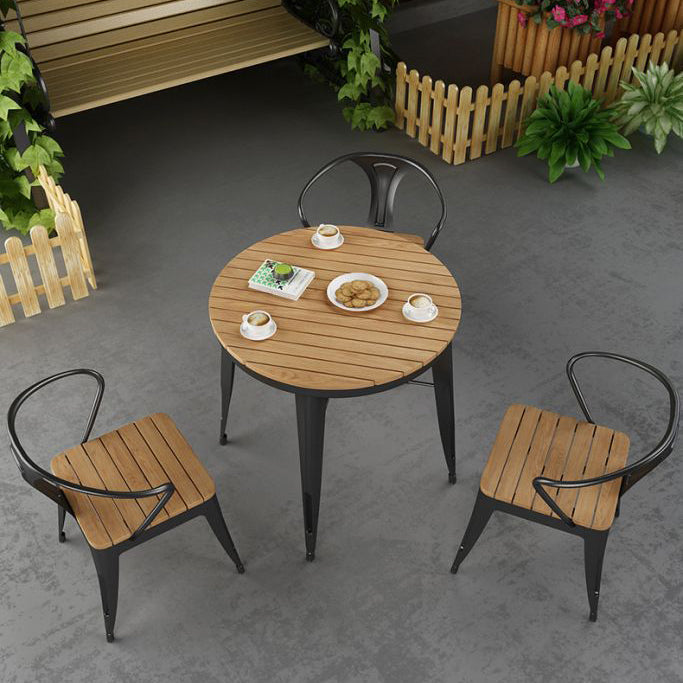 Modern 1/2/3/4/5 Pieces Dining Set Wood Dining Table for Courtyard Balcony 4 Pieces: Brown Table, 3 Chairs Clearhalo 'Dining Room Sets' 'Dining Tables & Seating' 'dining_room_set' 'furn' 'furn_dining_room_set' 'Furniture' 'Kitchen & Dining Furniture' 5491367