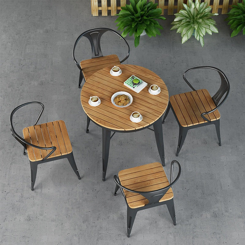 Modern 1/2/3/4/5 Pieces Dining Set Wood Dining Table for Courtyard Balcony Clearhalo 'Dining Room Sets' 'Dining Tables & Seating' 'dining_room_set' 'furn' 'furn_dining_room_set' 'Furniture' 'Kitchen & Dining Furniture' 5491384