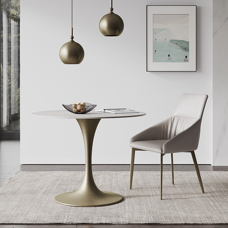 Glam Round Dining Set 1/2/3 Pcs Sintered Stone Dining Table with Armless Chairs 2 Pieces: Table, 1 Chair Clearhalo 'Dining Room Sets' 'Dining Tables & Seating' 'dining_room_set' 'furn' 'furn_dining_room_set' 'Furniture' 'Kitchen & Dining Furniture' 5491412