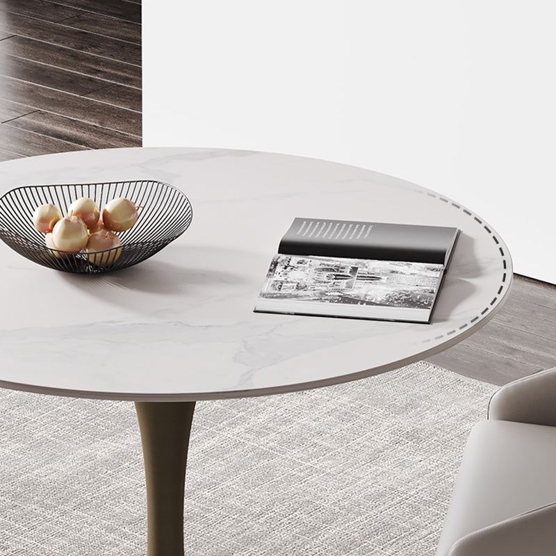 Glam Round Dining Set 1/2/3 Pcs Sintered Stone Dining Table with Armless Chairs Clearhalo 'Dining Room Sets' 'Dining Tables & Seating' 'dining_room_set' 'furn' 'furn_dining_room_set' 'Furniture' 'Kitchen & Dining Furniture' 5491414
