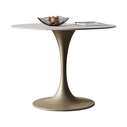 Glam Round Dining Set 1/2/3 Pcs Sintered Stone Dining Table with Armless Chairs White 47"L x 47"W Clearhalo 'Dining Room Sets' 'Dining Tables & Seating' 'dining_room_set' 'furn' 'furn_dining_room_set' 'Furniture' 'Kitchen & Dining Furniture' 5491415