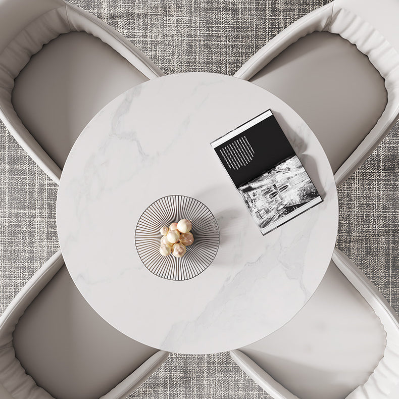 Glam Round Dining Set 1/2/3 Pcs Sintered Stone Dining Table with Armless Chairs Clearhalo 'Dining Room Sets' 'Dining Tables & Seating' 'dining_room_set' 'furn' 'furn_dining_room_set' 'Furniture' 'Kitchen & Dining Furniture' 5491417