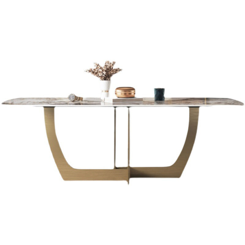 Luxurious Sintered Stone Top Dining Set Rectangle 1/4/5/6/7 Pieces Dining Table Set Clearhalo 'Dining Room Sets' 'Dining Tables & Seating' 'dining_room_set' 'furn' 'furn_dining_room_set' 'Furniture' 'Kitchen & Dining Furniture' 5491434