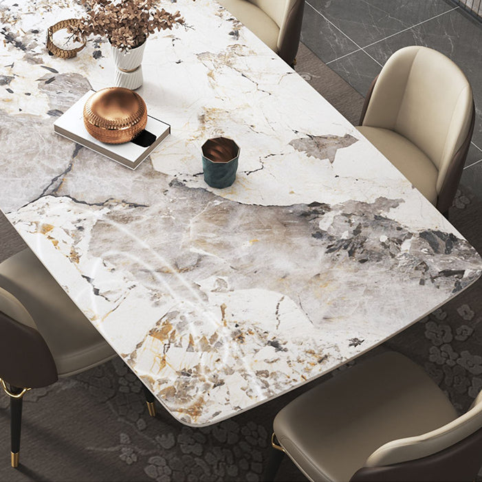 Luxurious Sintered Stone Top Dining Set Rectangle 1/4/5/6/7 Pieces Dining Table Set Clearhalo 'Dining Room Sets' 'Dining Tables & Seating' 'dining_room_set' 'furn' 'furn_dining_room_set' 'Furniture' 'Kitchen & Dining Furniture' 5491436