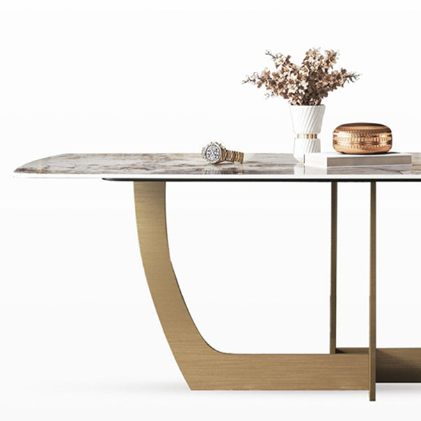 Luxurious Sintered Stone Top Dining Set Rectangle 1/4/5/6/7 Pieces Dining Table Set Clearhalo 'Dining Room Sets' 'Dining Tables & Seating' 'dining_room_set' 'furn' 'furn_dining_room_set' 'Furniture' 'Kitchen & Dining Furniture' 5491438