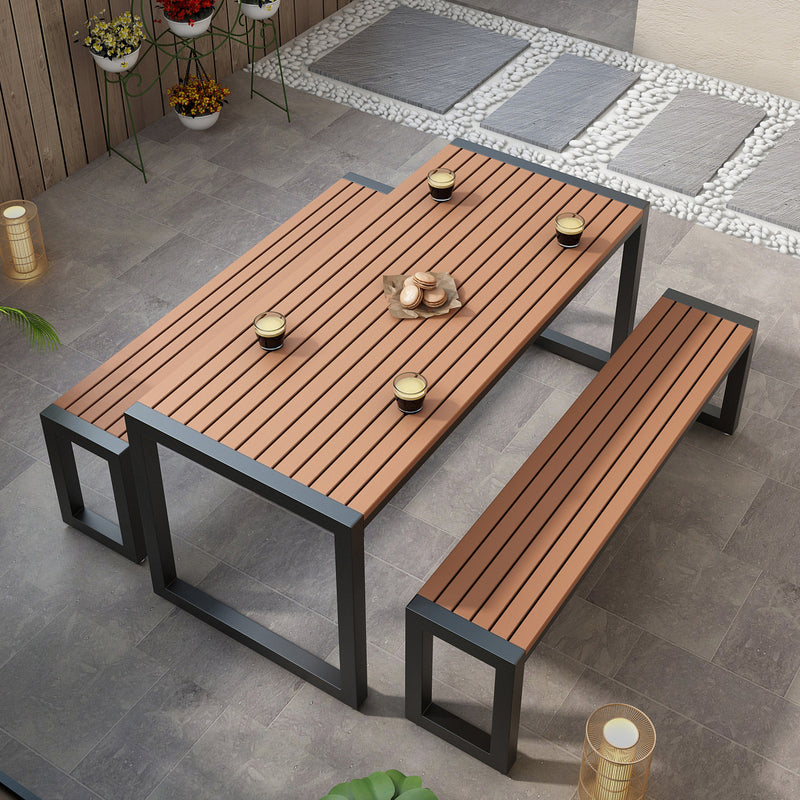 Modern 1/3/5 Pieces Dining Set Rectangle Wood Dining Table for Courtyard