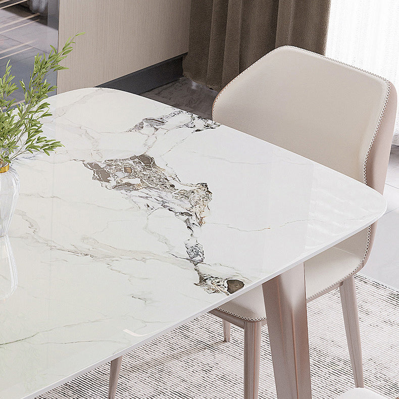 Nordic Sintered Stone Top Dining Set Rectangle 1/2/5/7 Pieces Dining Table Set Clearhalo 'Dining Room Sets' 'Dining Tables & Seating' 'dining_room_set' 'furn' 'furn_dining_room_set' 'Furniture' 'Kitchen & Dining Furniture' 5491499