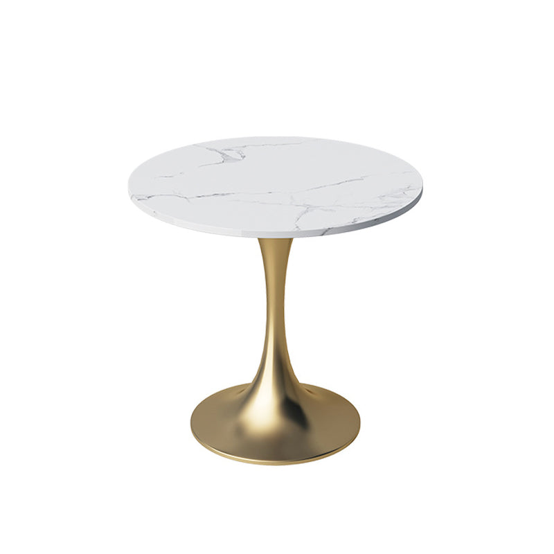 Glam Sintered Stone Dining Table Set Round 1/2/3/5 Pieces Dining Set White 31"L x 31"W Clearhalo 'Dining Room Sets' 'Dining Tables & Seating' 'dining_room_set' 'furn' 'furn_dining_room_set' 'Furniture' 'Kitchen & Dining Furniture' 5491582
