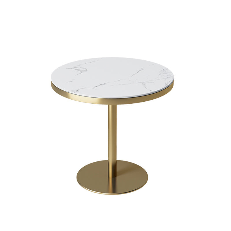 Glam Sintered Stone Dining Table Set Round 1/2/3/5 Pieces Dining Set White-Gold 28"L x 28"W Clearhalo 'Dining Room Sets' 'Dining Tables & Seating' 'dining_room_set' 'furn' 'furn_dining_room_set' 'Furniture' 'Kitchen & Dining Furniture' 5491583