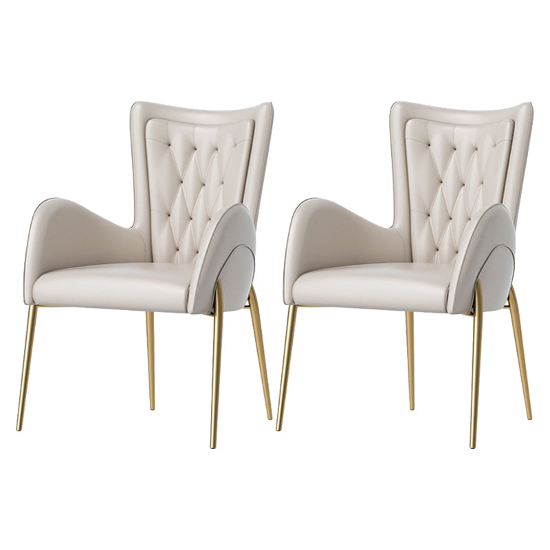Glam Sintered Stone Dining Table Set Round 1/2/3/5 Pieces Dining Set 2 Beige Chairs Clearhalo 'Dining Room Sets' 'Dining Tables & Seating' 'dining_room_set' 'furn' 'furn_dining_room_set' 'Furniture' 'Kitchen & Dining Furniture' 5491585