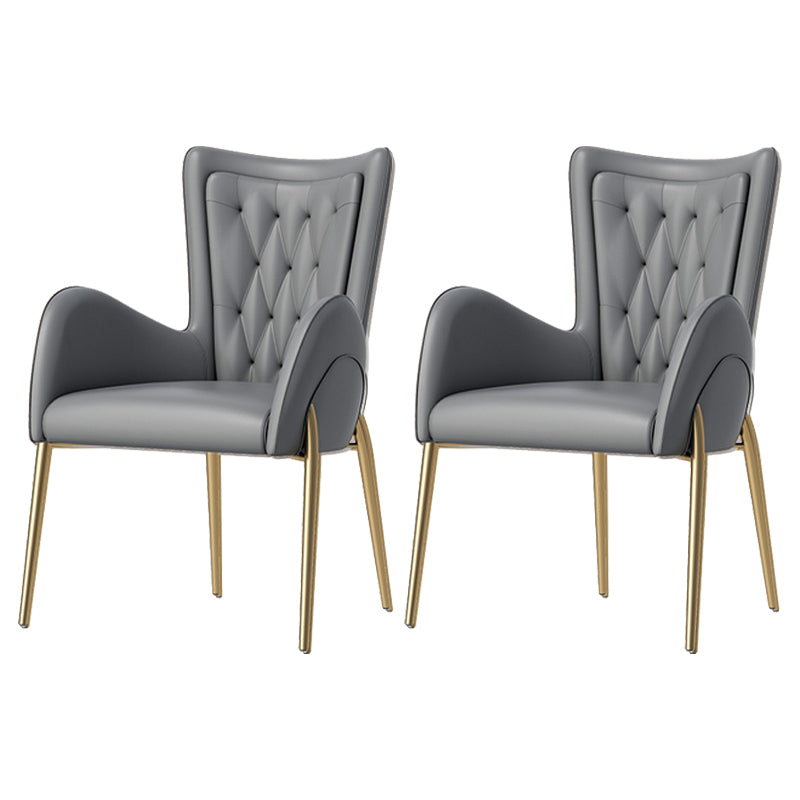 Glam Sintered Stone Dining Table Set Round 1/2/3/5 Pieces Dining Set 2 Grey Chairs Clearhalo 'Dining Room Sets' 'Dining Tables & Seating' 'dining_room_set' 'furn' 'furn_dining_room_set' 'Furniture' 'Kitchen & Dining Furniture' 5491589