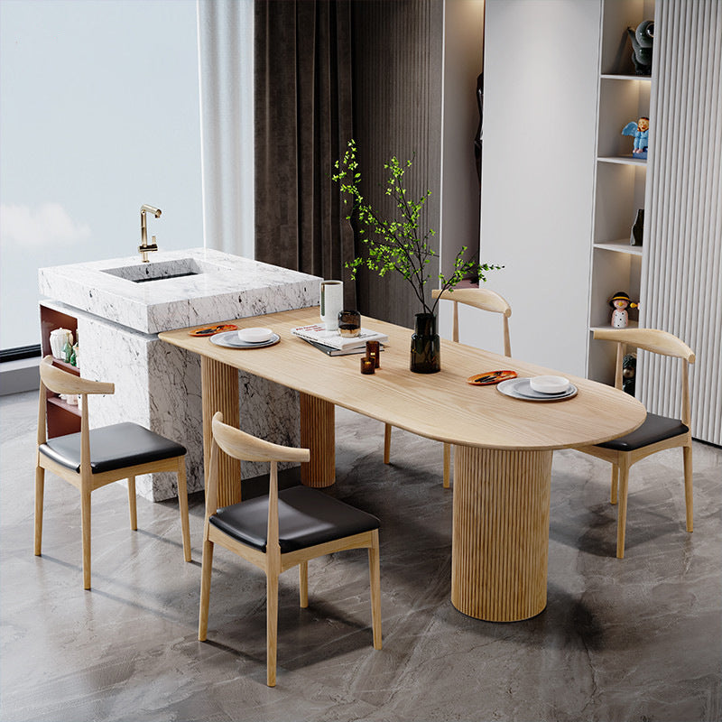 Modern Solid Wood Dining Table Free Form Table with 3 Legs for Kitchen 63"L x 27.6"W x 29.5"H Without Chairs Clearhalo 'Dining Tables & Seating' 'Dining Tables' 'dining_table' 'furn' 'furn_dining_table' 'Furniture' 'Kitchen & Dining Furniture' 5491625
