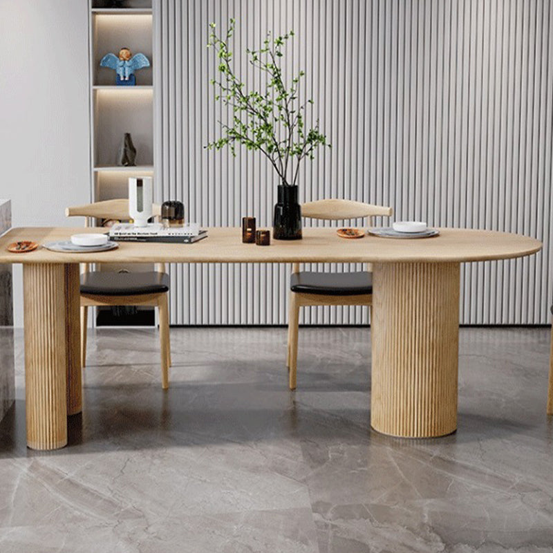 Modern Solid Wood Dining Table Free Form Table with 3 Legs for Kitchen 78.7"L x 35.4"W x 29.5"H Without Chairs Clearhalo 'Dining Tables & Seating' 'Dining Tables' 'dining_table' 'furn' 'furn_dining_table' 'Furniture' 'Kitchen & Dining Furniture' 5491628