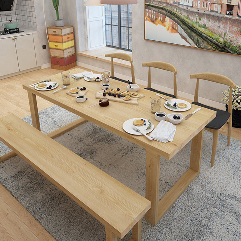 Table à manger en bois massif table de luxe traditionnelle avec base de traîneau en bois