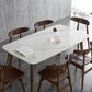 Table de salle à manger moderne du milieu du siècle avec plateau en pierre blanche avec 4 pieds