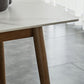 Table de salle à manger moderne du milieu du siècle avec plateau en pierre blanche avec 4 pieds
