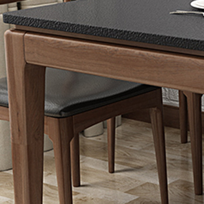 Tavolo da pranzo top in pietra nera tavolo da pranzo moderno di metà secolo con 4 gambe in legno