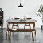 Gray Stone Top Dining Table Mid-Century Modern Table with 4 Wood Legs