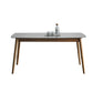 Gray Stone Top Dining Table Mid-Century Modern Table with 4 Wood Legs