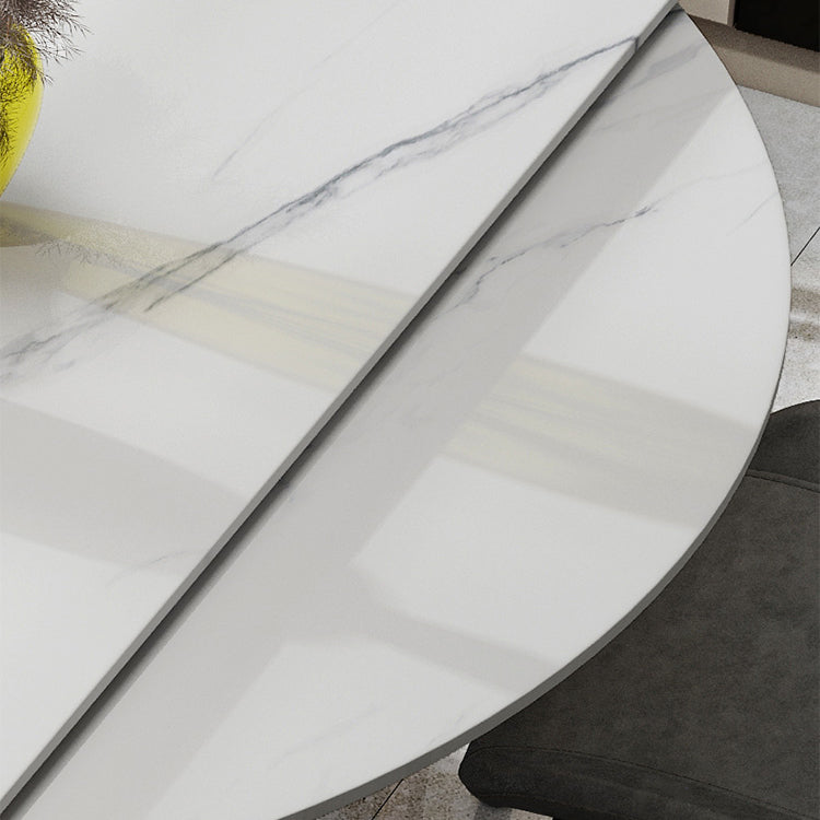 Contemporary Style Stone Dining Table Round Drop-Leaf Table with 4-foot
