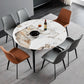 Simplicity Style Stone Dining Table Round Drop-Leaf Table with 4-foot