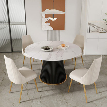 Traditional Luxury Dining Table with White Marble Round Dining Table for Home