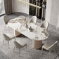 Traditional Luxury Dining Table Sintered Stone Oval Table for Home Pandora Gold 59.1"L x 31.5"W x 29.5"H Without Chairs Clearhalo 'Dining Tables & Seating' 'Dining Tables' 'dining_table' 'furn' 'furn_dining_table' 'Furniture' 'Kitchen & Dining Furniture' 5491789