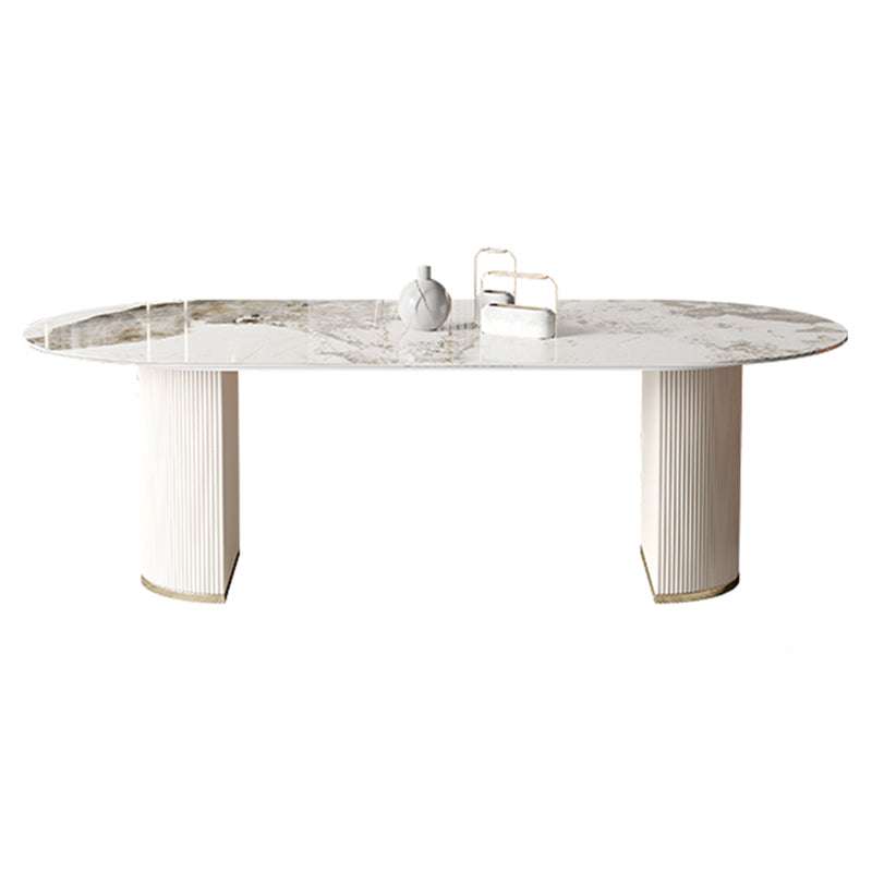 Traditional Luxury Dining Table Sintered Stone Oval Table for Home Pandora Gold Without Chairs Clearhalo 'Dining Tables & Seating' 'Dining Tables' 'dining_table' 'furn' 'furn_dining_table' 'Furniture' 'Kitchen & Dining Furniture' 5491793
