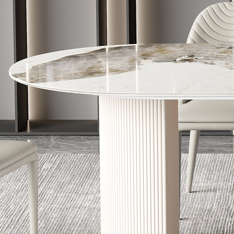 Traditional Luxury Dining Table Sintered Stone Oval Table for Home Clearhalo 'Dining Tables & Seating' 'Dining Tables' 'dining_table' 'furn' 'furn_dining_table' 'Furniture' 'Kitchen & Dining Furniture' 5491794