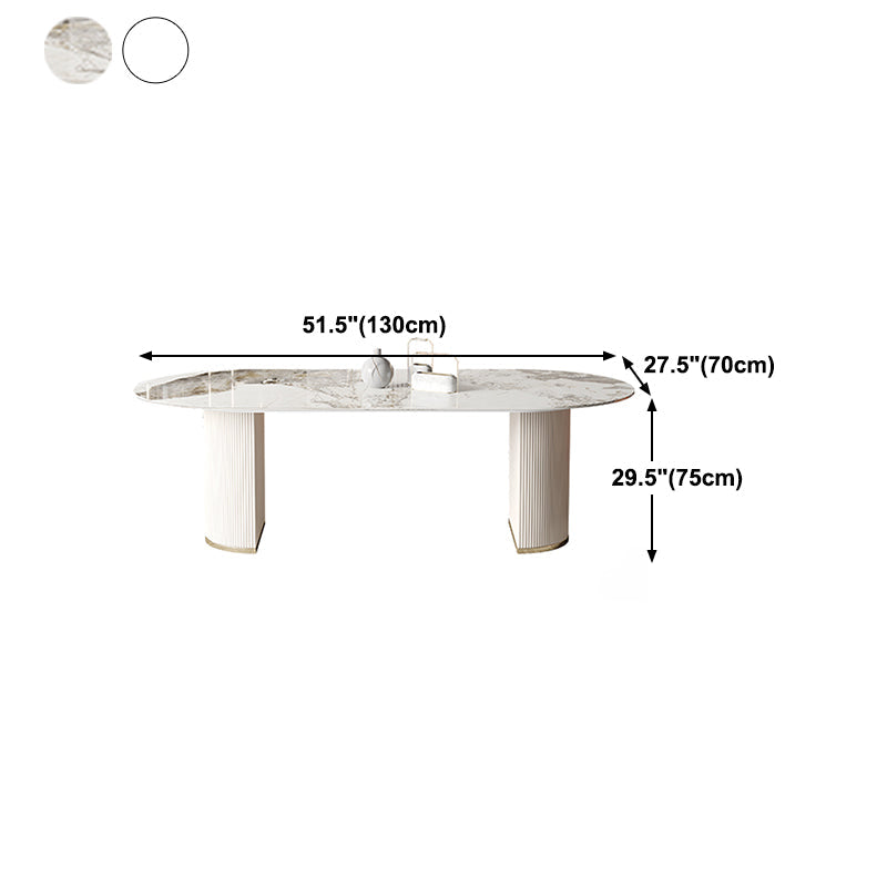 Traditional Luxury Dining Table Sintered Stone Oval Table for Home Clearhalo 'Dining Tables & Seating' 'Dining Tables' 'dining_table' 'furn' 'furn_dining_table' 'Furniture' 'Kitchen & Dining Furniture' 5491799
