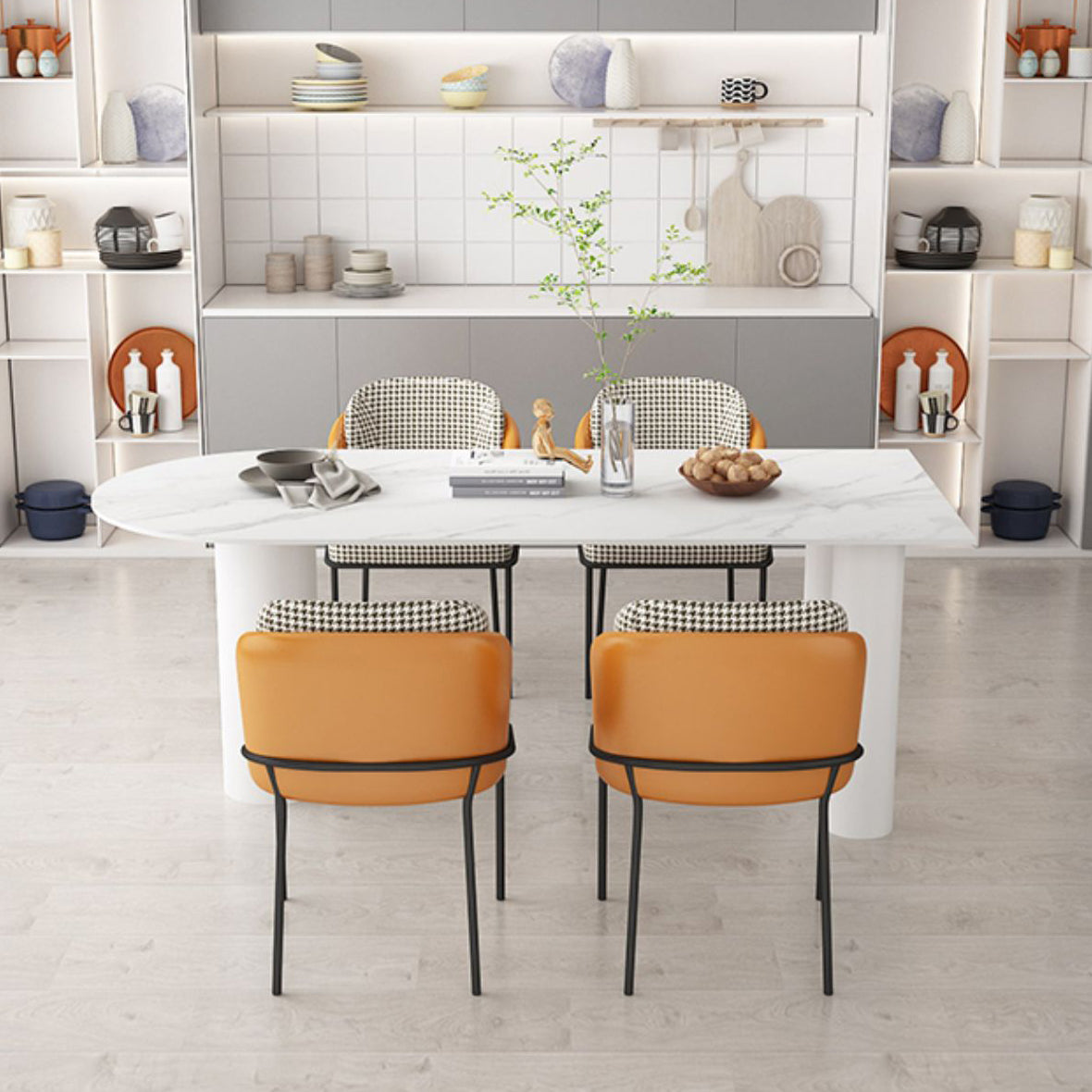 Tavolo da pranzo in pietra sinterizzato mobili moderni con base in acciaio treppiede