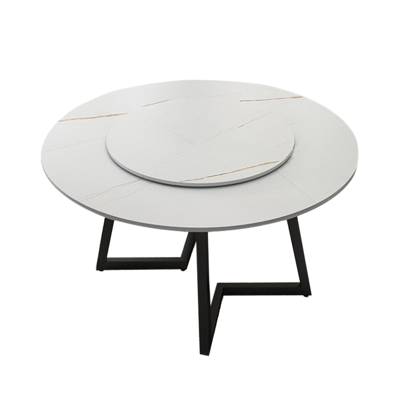 Round Double Pedestal Table Simplicity Style Dining Site Table with Turntable Clearhalo 'Dining Tables & Seating' 'Dining Tables' 'dining_table' 'furn' 'furn_dining_table' 'Furniture' 'Kitchen & Dining Furniture' 5491829