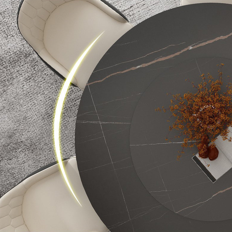 Round Double Pedestal Table Simplicity Style Dining Site Table with Turntable Clearhalo 'Dining Tables & Seating' 'Dining Tables' 'dining_table' 'furn' 'furn_dining_table' 'Furniture' 'Kitchen & Dining Furniture' 5491830